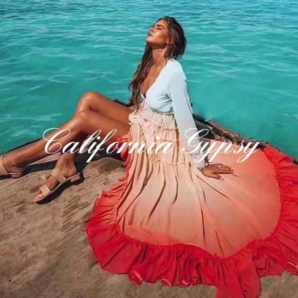 Rainbow Ombré Chiffon Coverup Duster RESTOCKED🎉 - Picture 5 of 16